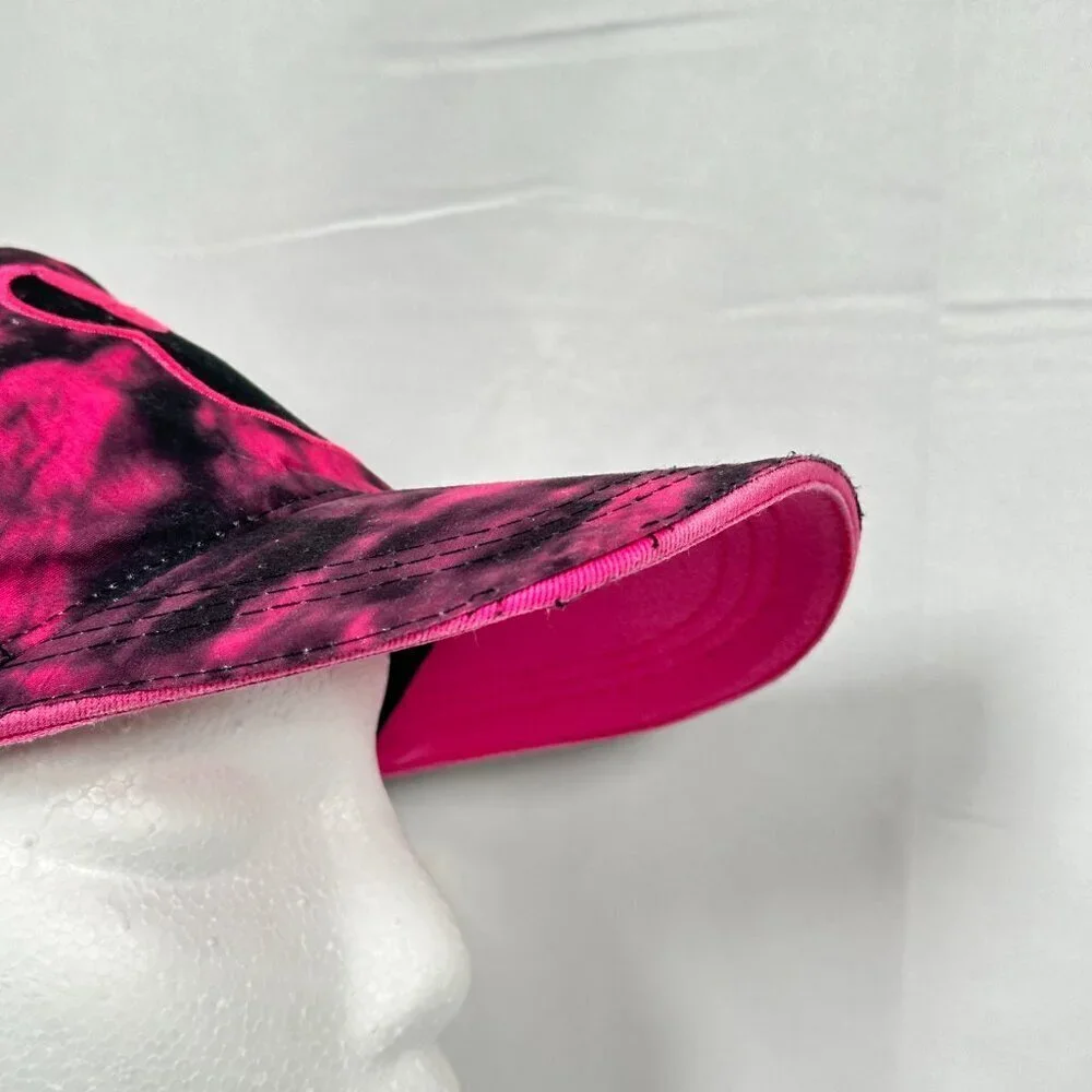 Disney Minnie Mouse Tie Dye Baseball Cap Adjustable Strap OS Pink Black Vacation